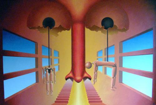 De geboorte van de antropomorf,   An antropomorphic birth,    1994   (80x120 cm)