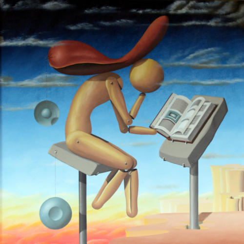 De peinzende antropomorf,    Pensive antropomorphic,   1994    (80x80 cm)