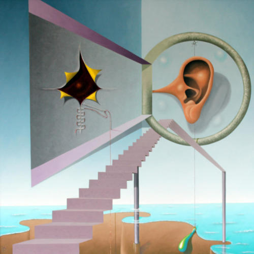 Het is een moeilijke weg voor het vinden van een luisterend oor,   It is a difficult way to find an good listener,   2005   (80x80 cm)
