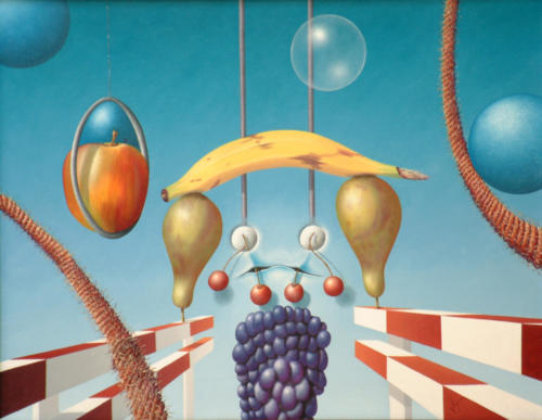 Fruit neemt hindernissen met risico's,  Fruit takes risks with obstacles,  2005    (40x50 cm)  