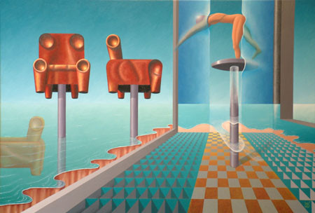 Een moeilijk meubels te plaatsen interieur,  A difficult furniture to place interior,  2003    (60x80 cm)